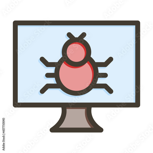 Malware Vector Thick Line Filled Colors Icon Design