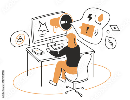 Media warfare - modern line design style illustration