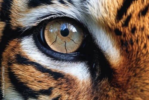 close up of eye of a tiger. Generative AI © Kishore Newton