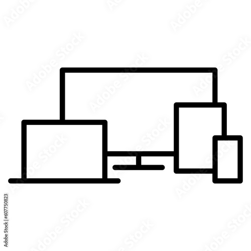 Icon with the devices for the app. Computer, tablet, television and mobile. Online icon, editable and modifiable