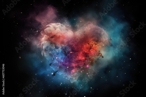 heart, surrounded by nebula of colorful stars and dust, created with generative ai