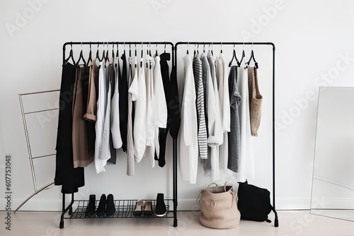 Wallpaper Mural minimalist wardrobe with mix of classic and trendy pieces, created with generative ai Torontodigital.ca