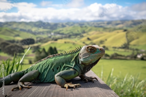 exotic pet with view of rolling hills and green fields, created with generative ai © Alfazet Chronicles