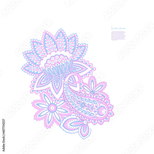 Paisley vector isolated pattern. Damask style Vintage illustration