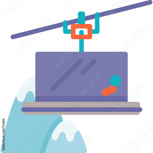 cable car cabin, winter sport, ski resort icon, flat icon