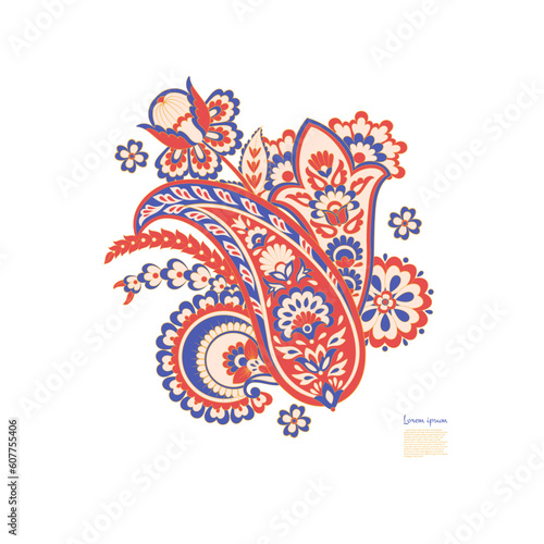 Vector Paisley Floral isolated ornament