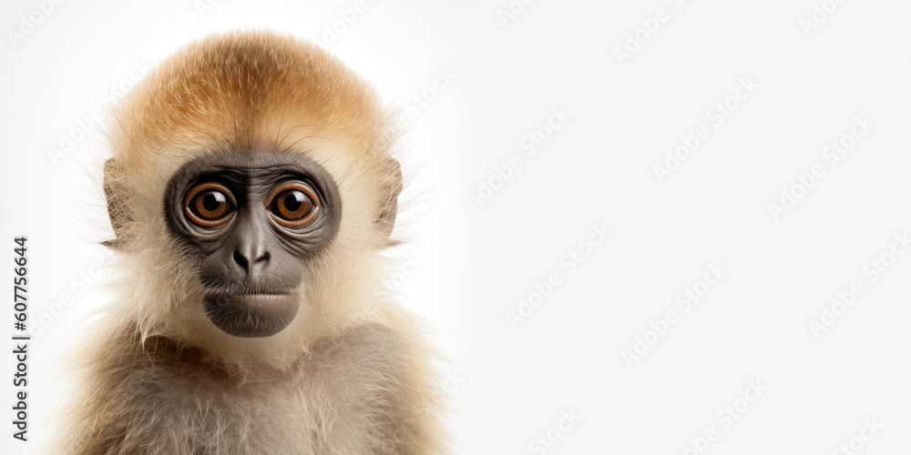 Cute baby gibbon isolated on a white background. Generative AI Cute baby gibbon isolated on a white background. Generative AI
