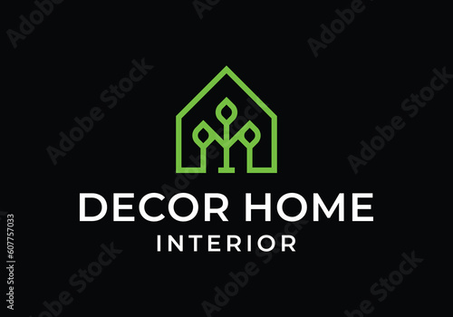 creative house nature leaf decoration logo design