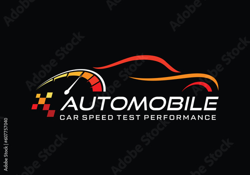 Speed rpm, speedometer driver race logo design template