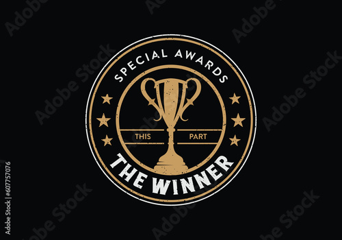 Trophy cup vintage retro sport badge design template
