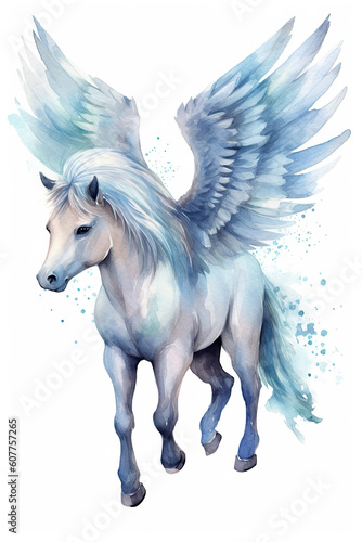 pony pegasus watercolor clipart cute isolated on white background