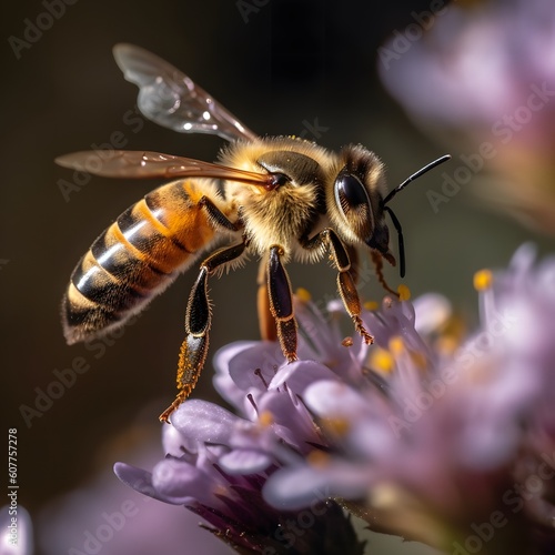 Bees pollinating the fower hd picture © Tendofyan