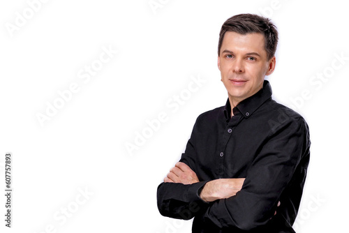 Male portrait isolated on white background.
