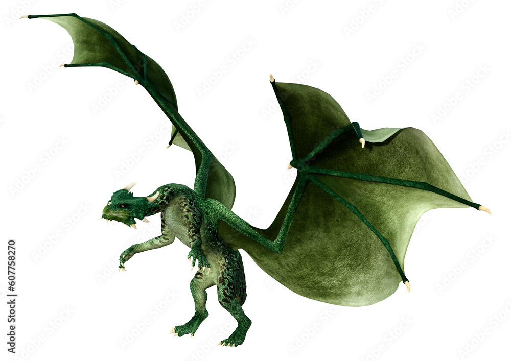 Fototapeta premium 3D Rendering Fairy Tale Dragon on White