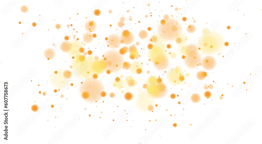 Golden shining bokeh lights with glowing particles on transparent background. PNG. Golden shining bokeh lights with glowing particles on transparent background. PNG.