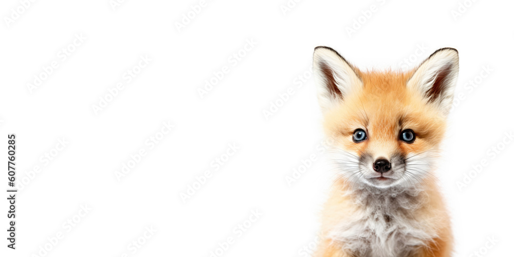 Obraz premium Cute baby fox isolated on a white background. Generative AI