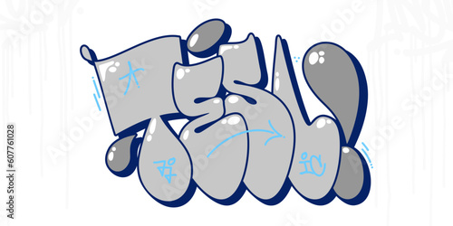 Simple Abstract Urban Graffiti Street Art Word Tesl Lettering Vector Illustration Template Element