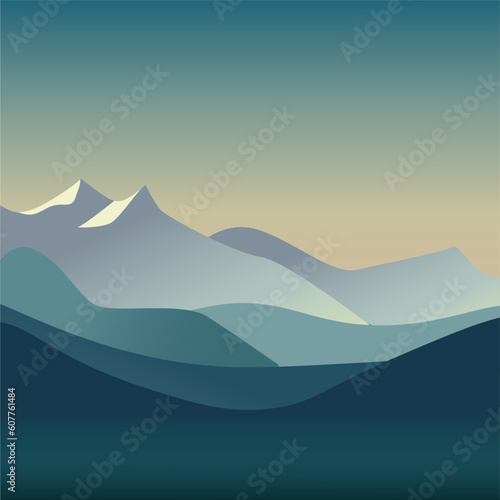 vector landscape mountain atmosphere silhouettes
