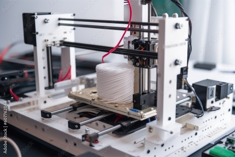 nervous system of 3d printer with microprocessors and servomotors for precise movements, created with generative ai