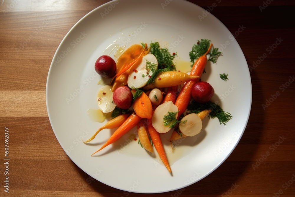 a simple, elegant plate with a few high-quality ingredients and seasonings, created with generative ai a simple, elegant plate with a few high-quality ingredients and seasonings, created with generative ai