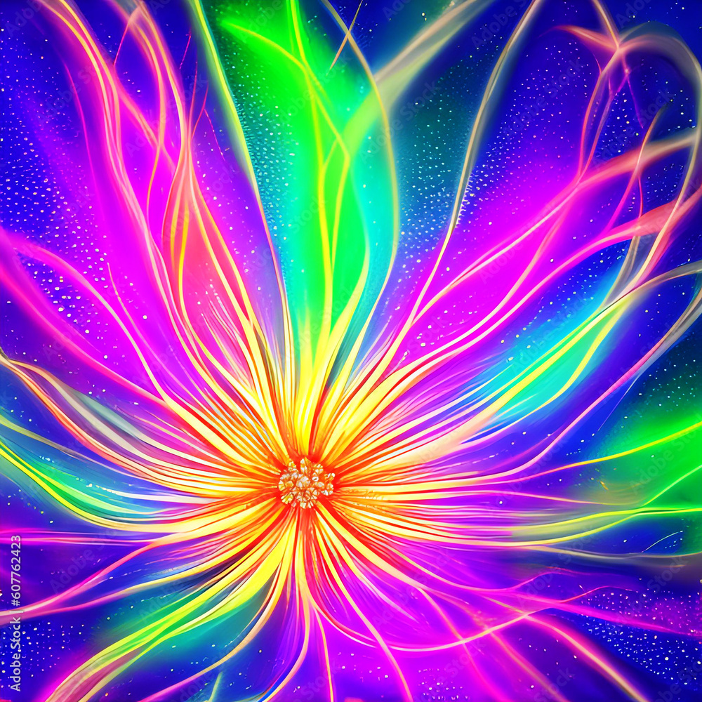 Fototapeta premium Abstract fractal rainbow flower