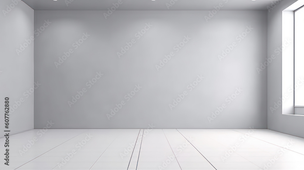 empty white room with light grey wall