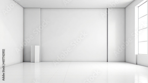 empty room with white wall for product placement