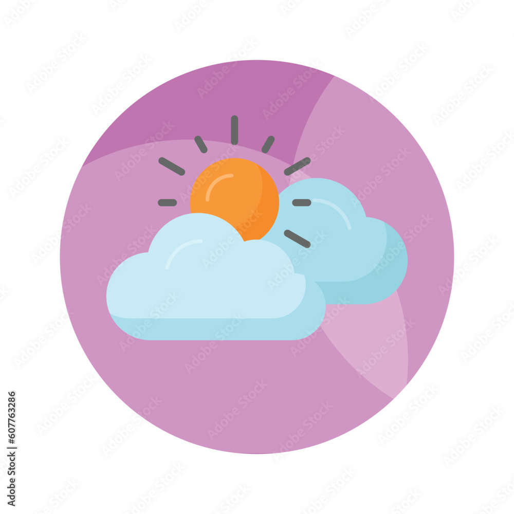 Sun with clouds denoting concept vector of weather in trendy style, premium icon Sun with clouds denoting concept vector of weather in trendy style, premium icon