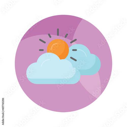 Sun with clouds denoting concept vector of weather in trendy style, premium icon