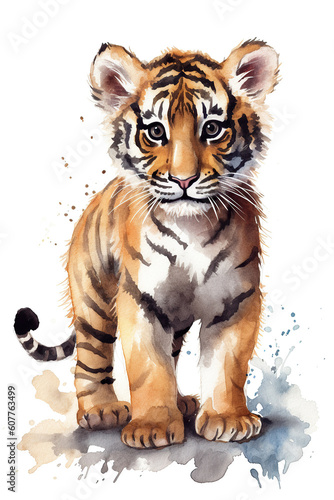 tiger watercolor clipart cute isolated on white background