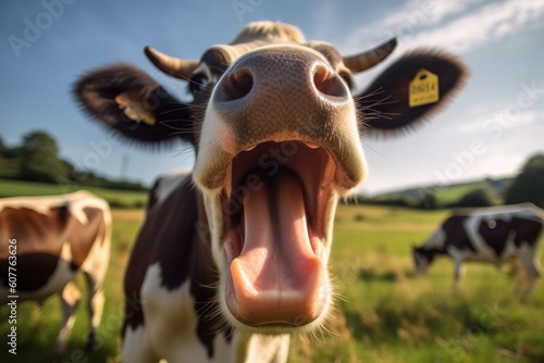 close up view of a funny cow head, ai tools generated image