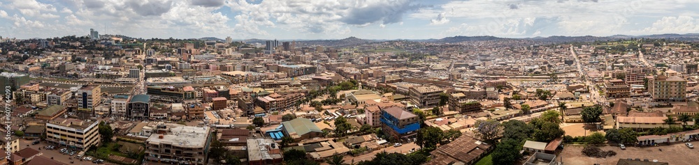 Panoramic view of Kampala City centre's skyline, Uganda, Africa