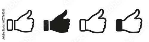 Thumb up vector icon. Like sign. Finger up and down for comunication in social media. Follow, yes, ok black outline signs.