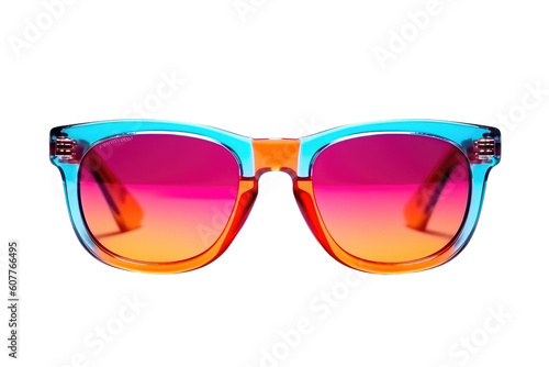 Colorful summer sunglasses isolated on transparent background. Generative Ai