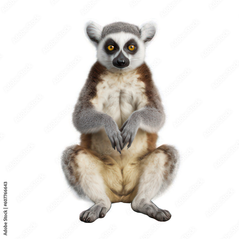 Fototapeta premium Lemur isolated on white created with Generative AI