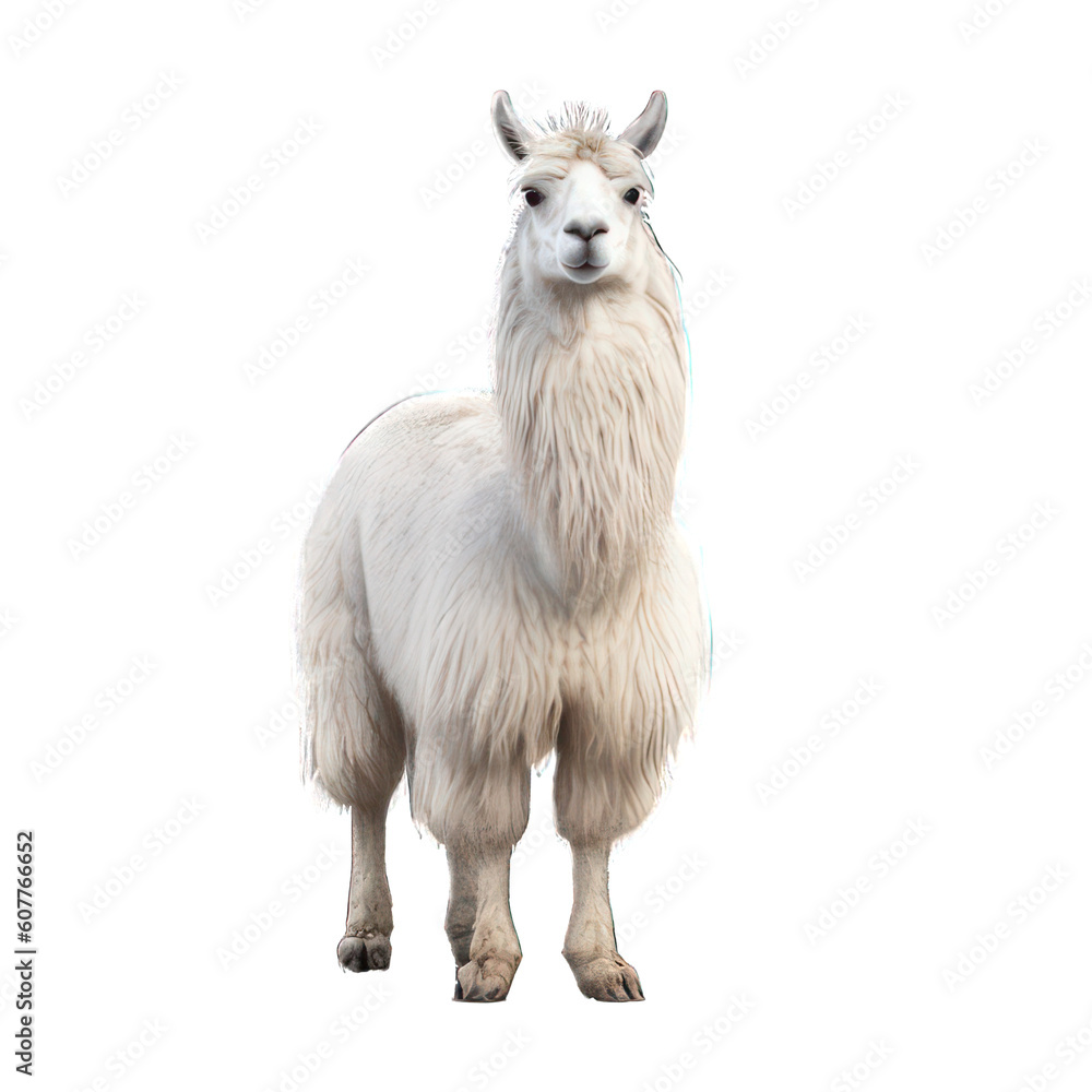 Fototapeta premium Llama isolated on white created with Generative AI