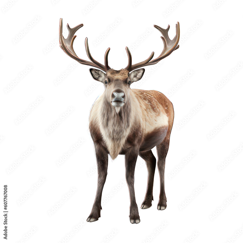 Fototapeta premium Reindeer isolated on white created with Generative AI