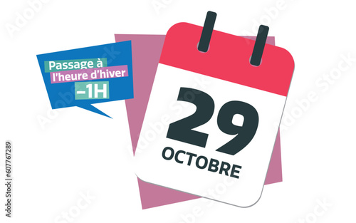Change to winter time 2023 - French calendar design element