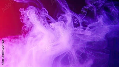 Spectacular smoke and fog in contrasting bright reds  blues and purples. Created by AI.