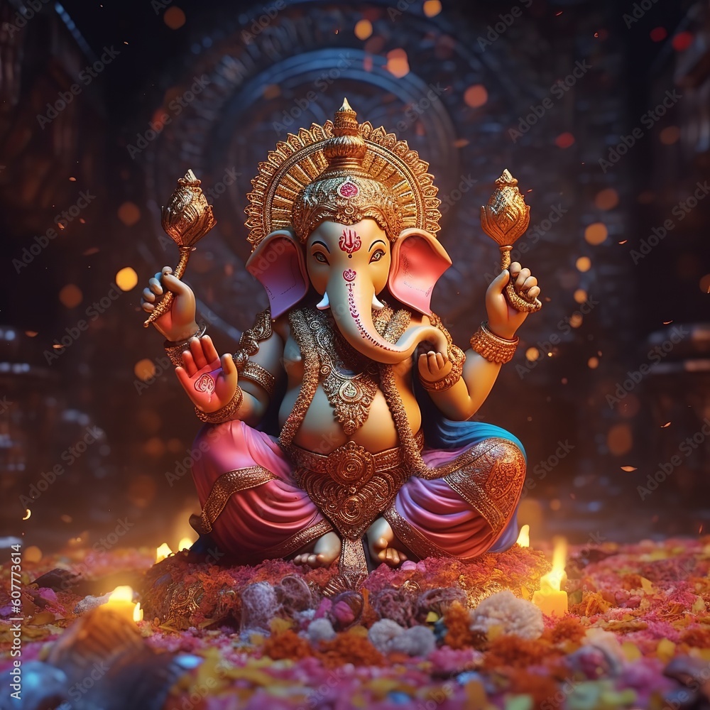 Illustration of lord Ganesha for ganesh chaturthi, Generative ai