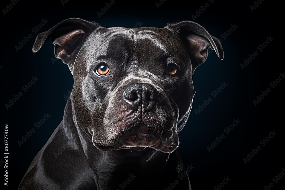 portrait of a black American Bully dog