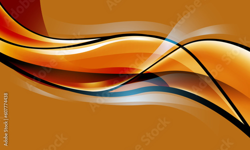 Realistic abstract glass glossy curve wave on orange design modern luxury futuristic creative background vector