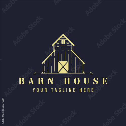 barn house logo line art vintage vector illustration template graphic design