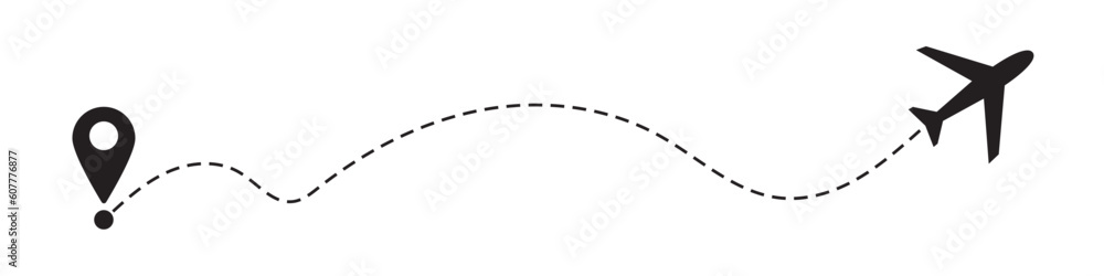 Airplane dotted route line the way airplane. Flying with a dashed line from the starting point and along the path - stock vector.EPS 10 Airplane dotted route line the way airplane. Flying with a dashed line from the starting point and along the path - stock vector.EPS 10