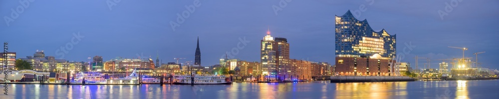 Panoramic View of the Hamburg harbour, Germany