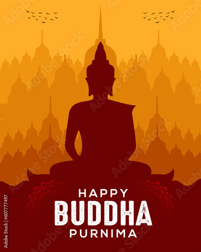 Happy buddha purnima vesak festival social media post design.