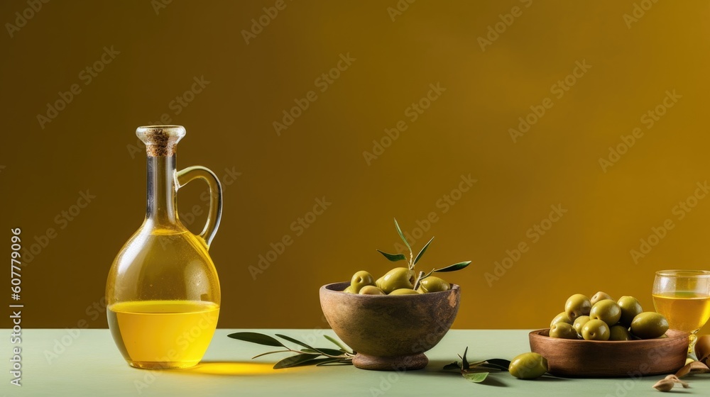 olive oil and olives, ai generative olive oil and olives, ai generative