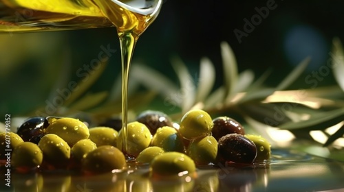 olive oil and olives, ai generative