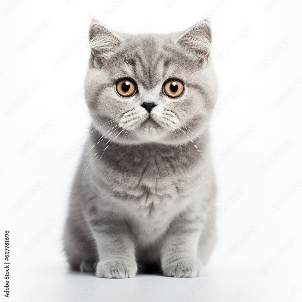 Cute British cat isolated on a white background. Generative AI