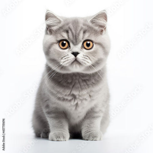 Cute British cat isolated on a white background. Generative AI © piai